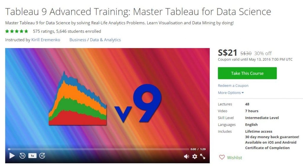 Tableau Advanced Training from Udemy