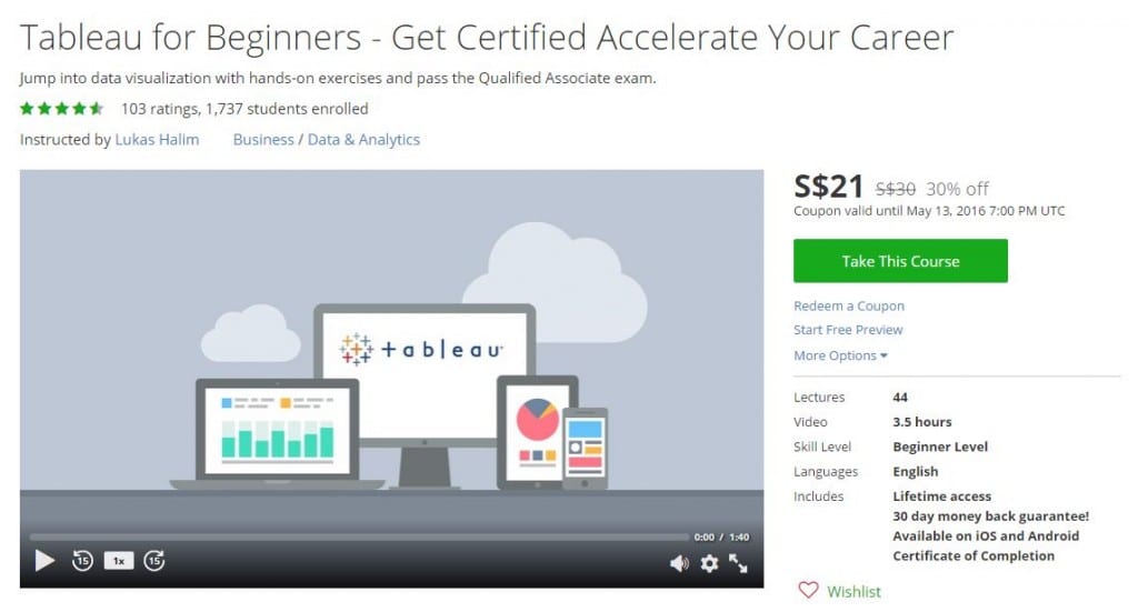 Tableau Basic Training at Udemy